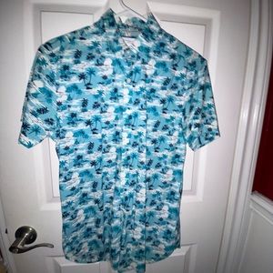 Mens Blue Hawaiian Shirt Size Small